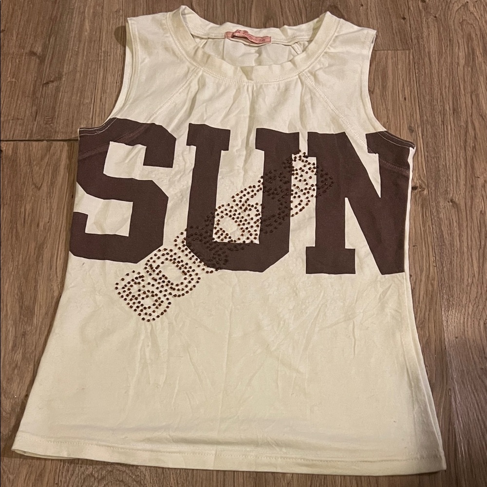 SUN Graphic Sleeveless Tank Top - White